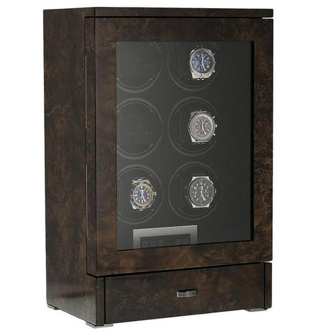 Dark Burl Wood 6 watch Winder