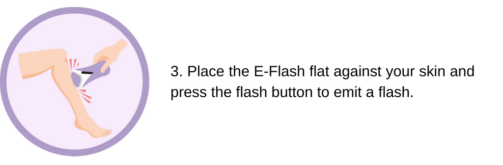 instructions step 3 of the in-home E-flash laser hair remover