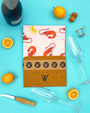 Woodies prawn brunch recycled wrapping paper blog image