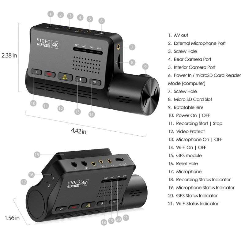 4K Dashcam mit 3-Zoll-IPS-Bildschirm GPS Parküberwachung - KENTFAITH
