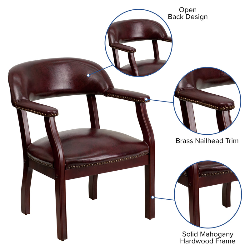 FLASH - Traditional Vinyl Luxurious Conference Chair with Accent Nail Trim