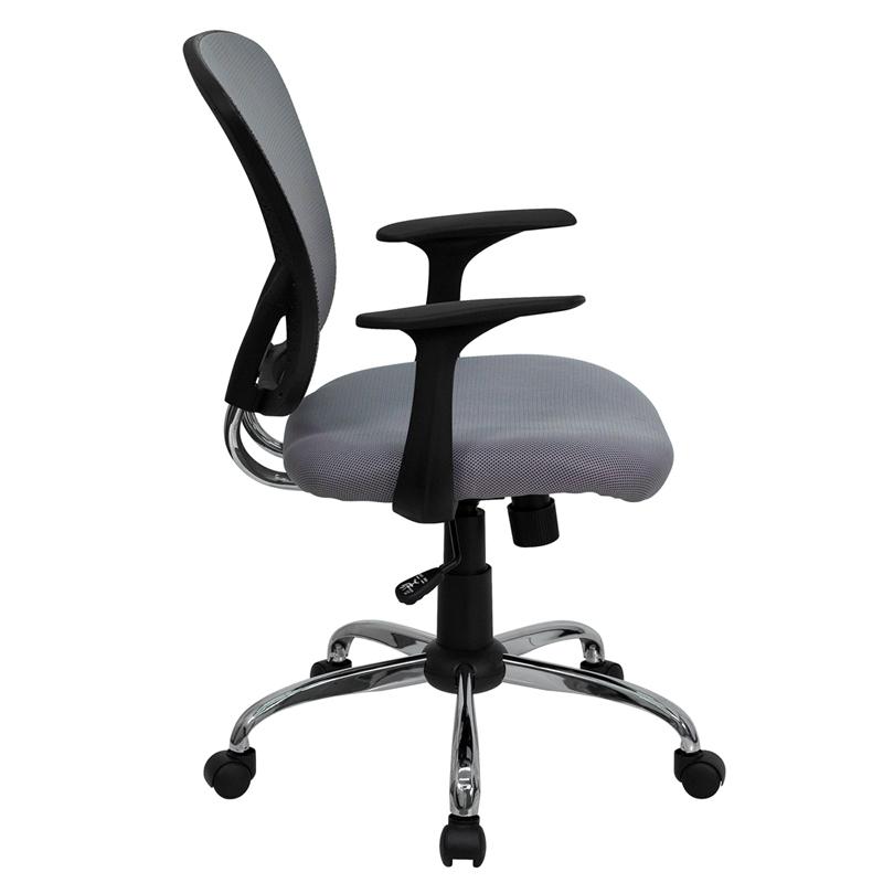 Mid-Back Mesh Swivel Task Office Chair with Chrome Base and Arms H-8369F