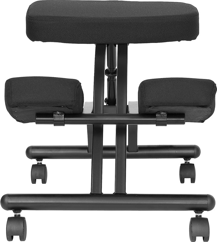 FLASH Mobile Ergonomic Kneeling Office Chair in Black Fabric