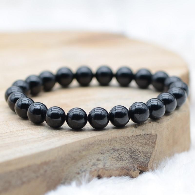 Bracelet pour homme en pierre naturelle(onyx noir+obsidienne néige+