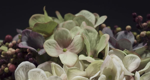 Hortensia blanc et mauve artificiel fleurs pour cimetière