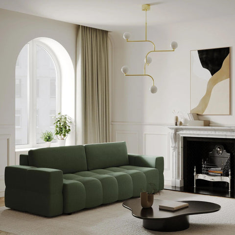 Sofá verde oliva tendencia 2023 diseño de sala de estar