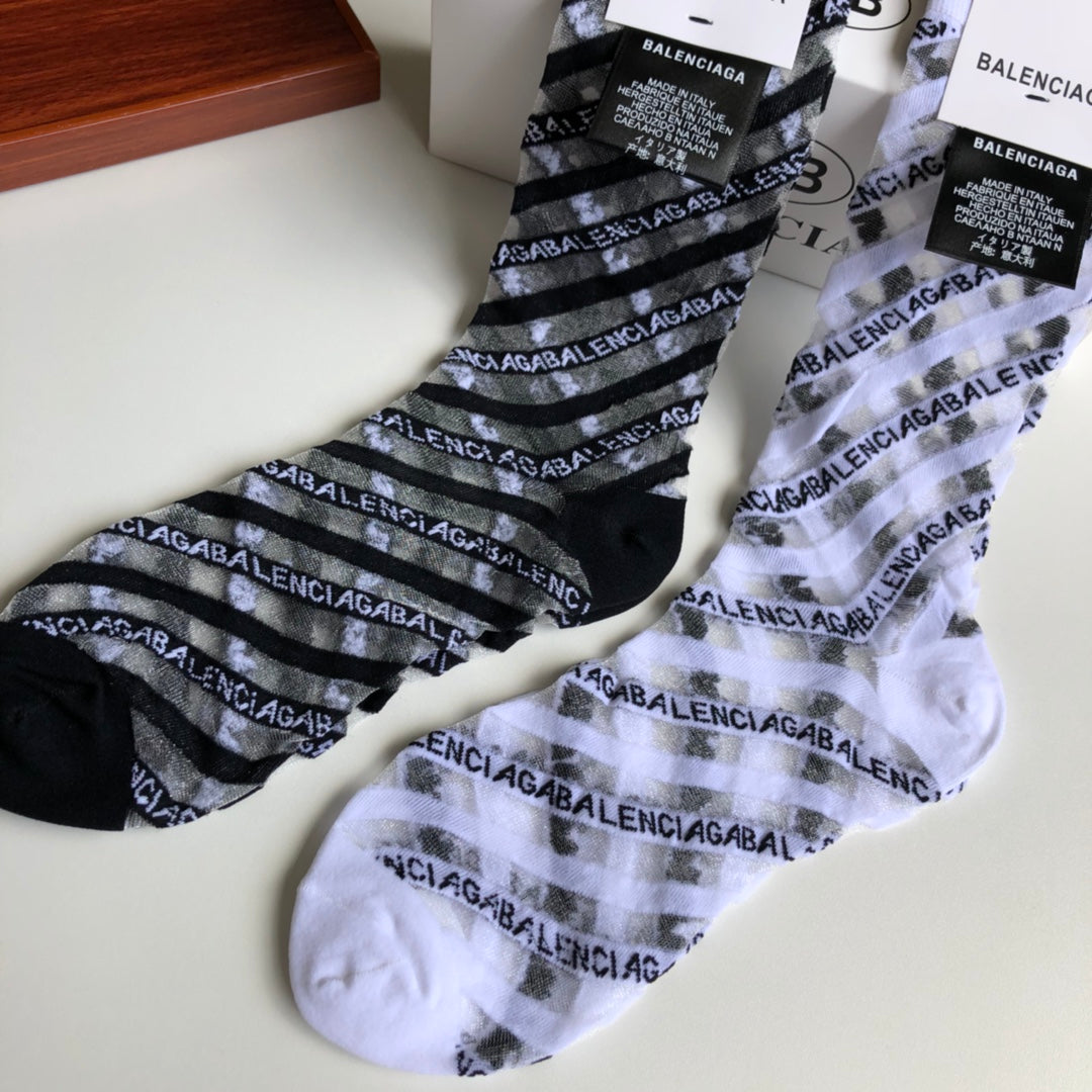 Balenciaga Fashion Classic Comfortable Breathable Pure Cotton Socks 2 Piece Set