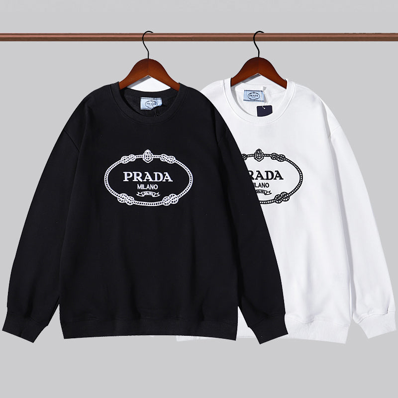 Prada Fashion Classics Long Sleeve Round Neck Embroidery Top Sweatshirt