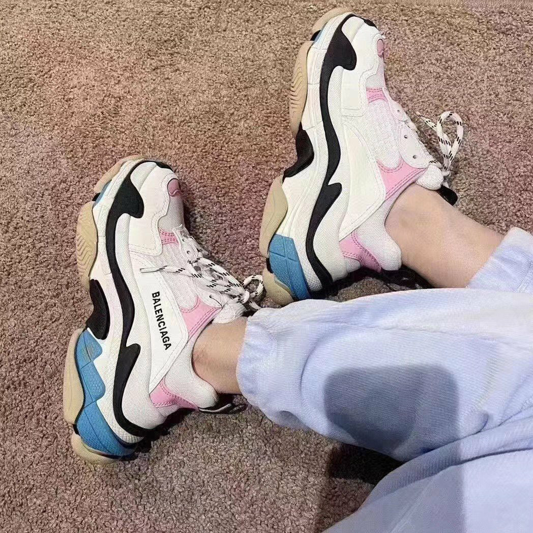 Balenciaga Triple S Pink Teal Sneakers Shoes