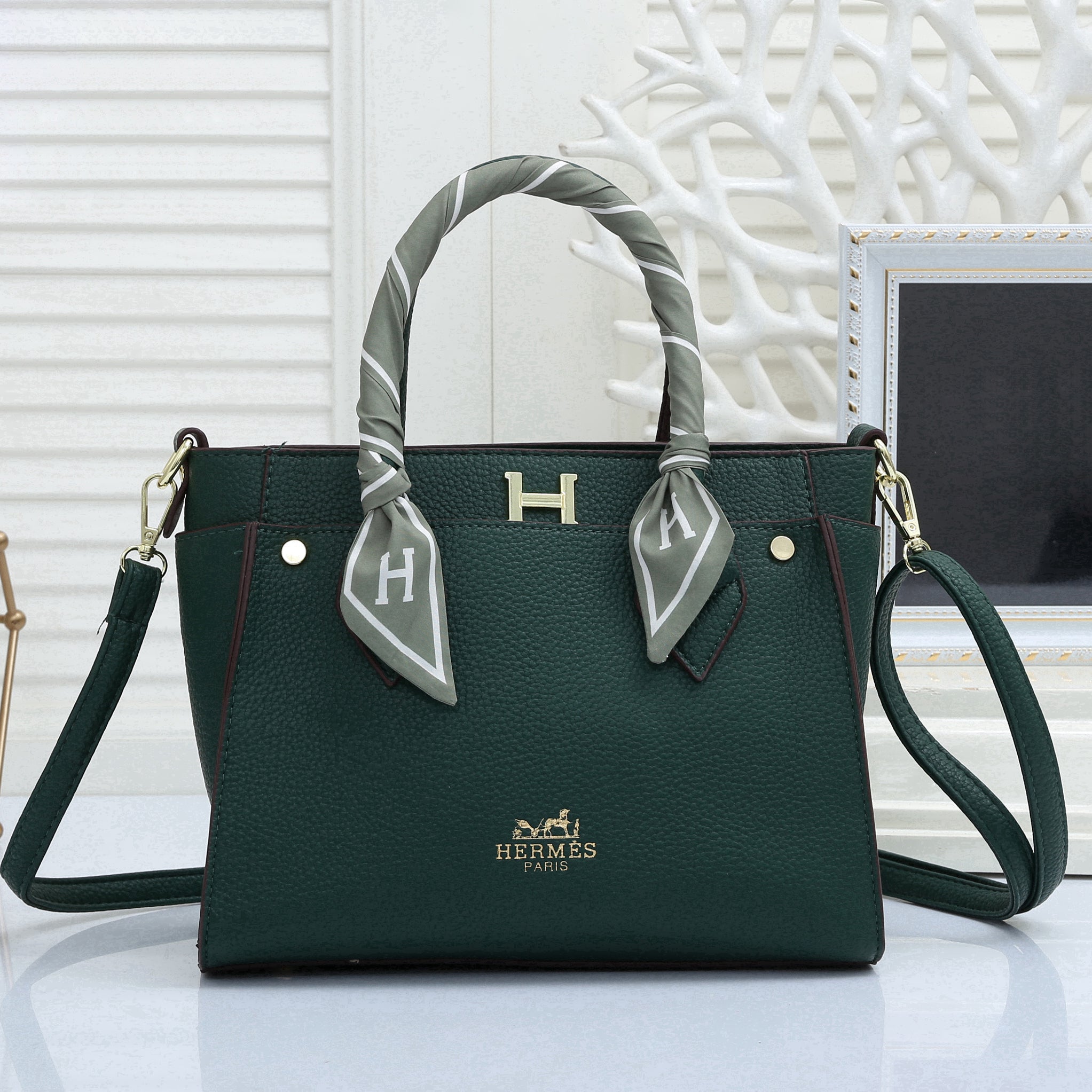Hermes Fashion Leather Handbag Satchel Tote Bag