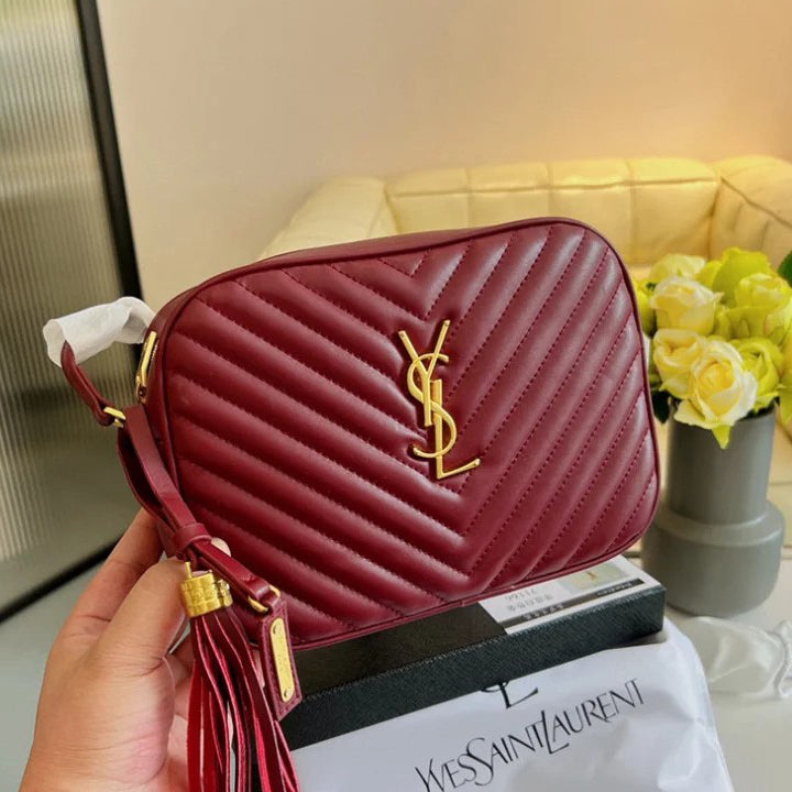 YSL Yves Saint Laurent Leather Chain Crossbody Satchel Shoulder 