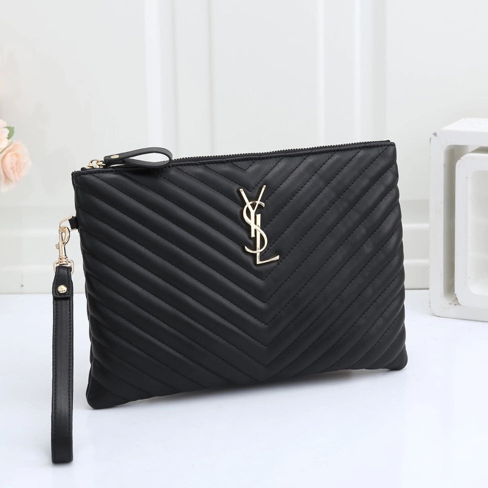 YSL SAINT LAURENT Fashion Envelope Bag Clutch Bag Embossing Leather Bag