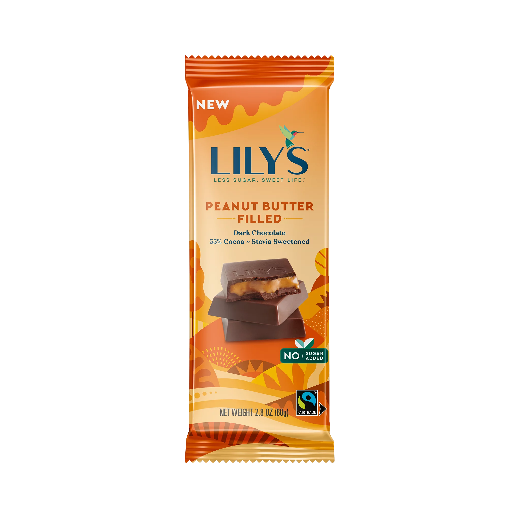 Lily's Dark Chocolate 55% Cacao with Peanut Butter 2.8oz Bar (Pack of 12)