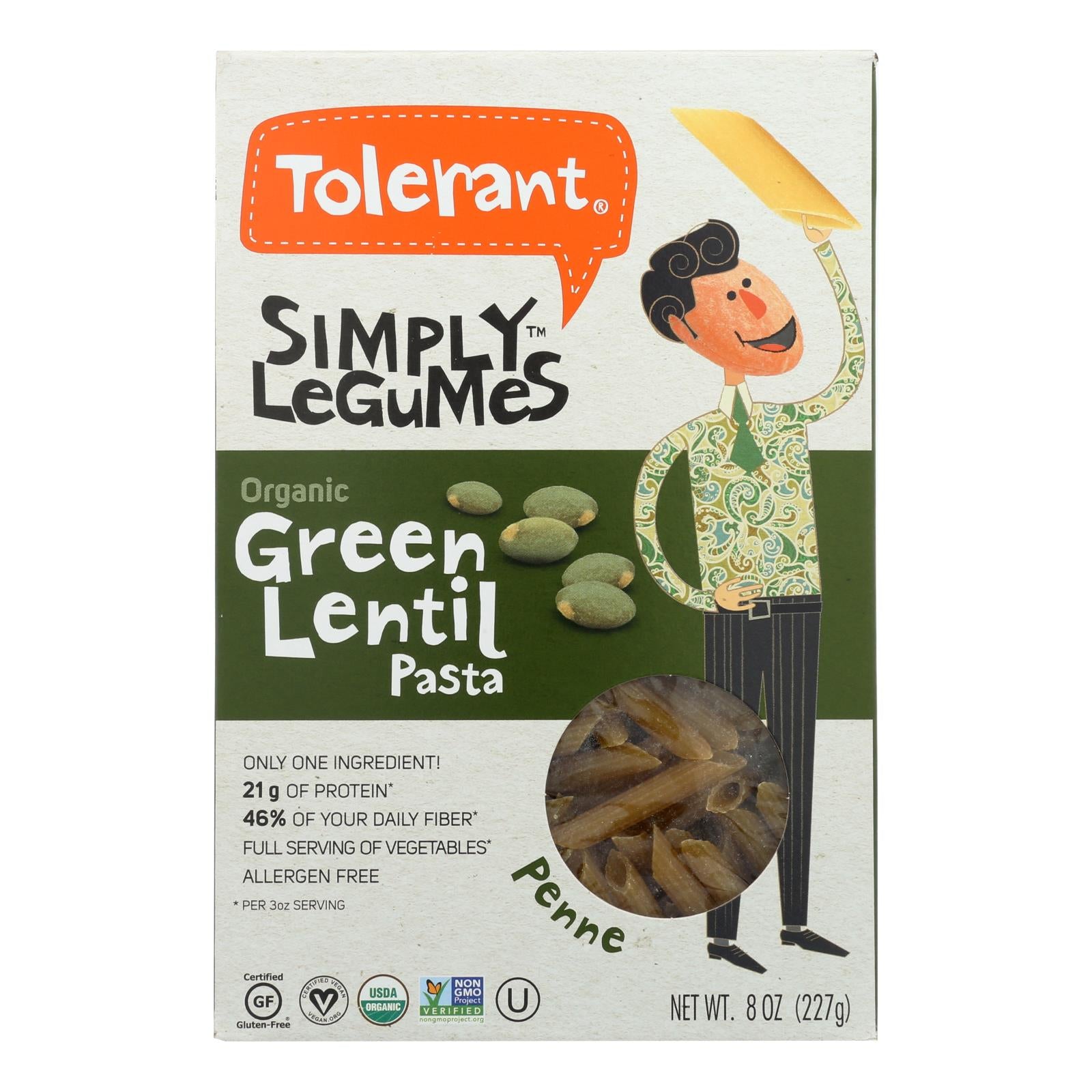 Tolerant Simply Legumes Green Lentil Penne