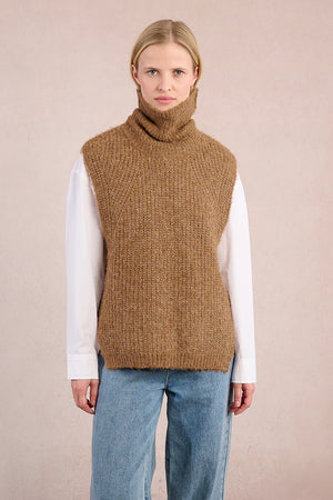 Knitted Sleeveless Sweater (Camel) - Only Options Valdosta