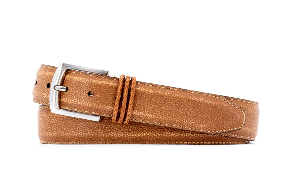 Lexington Braided Italian Saddle Leather and Elastic Belt - Saddle Tan