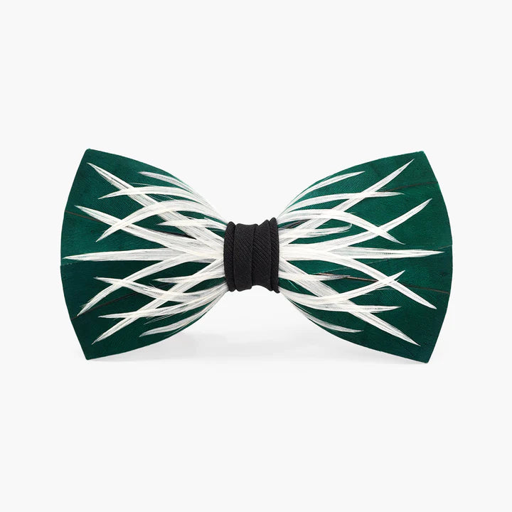 Black Goose Feather Bow Tie with Grosgrain