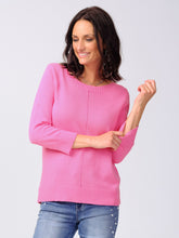 Load image into Gallery viewer, Alison Sheri  3/4 Sleeve Top With Rib And Seam Detail A39055
