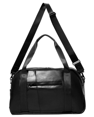 picture of Duffel bag, made of upcycled leather from Air Canada seats and upcycled seatbelts