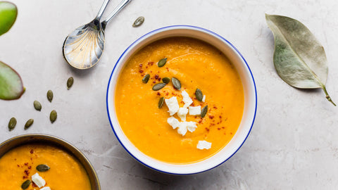 aesthetically pleasing image of a vegan squash soup