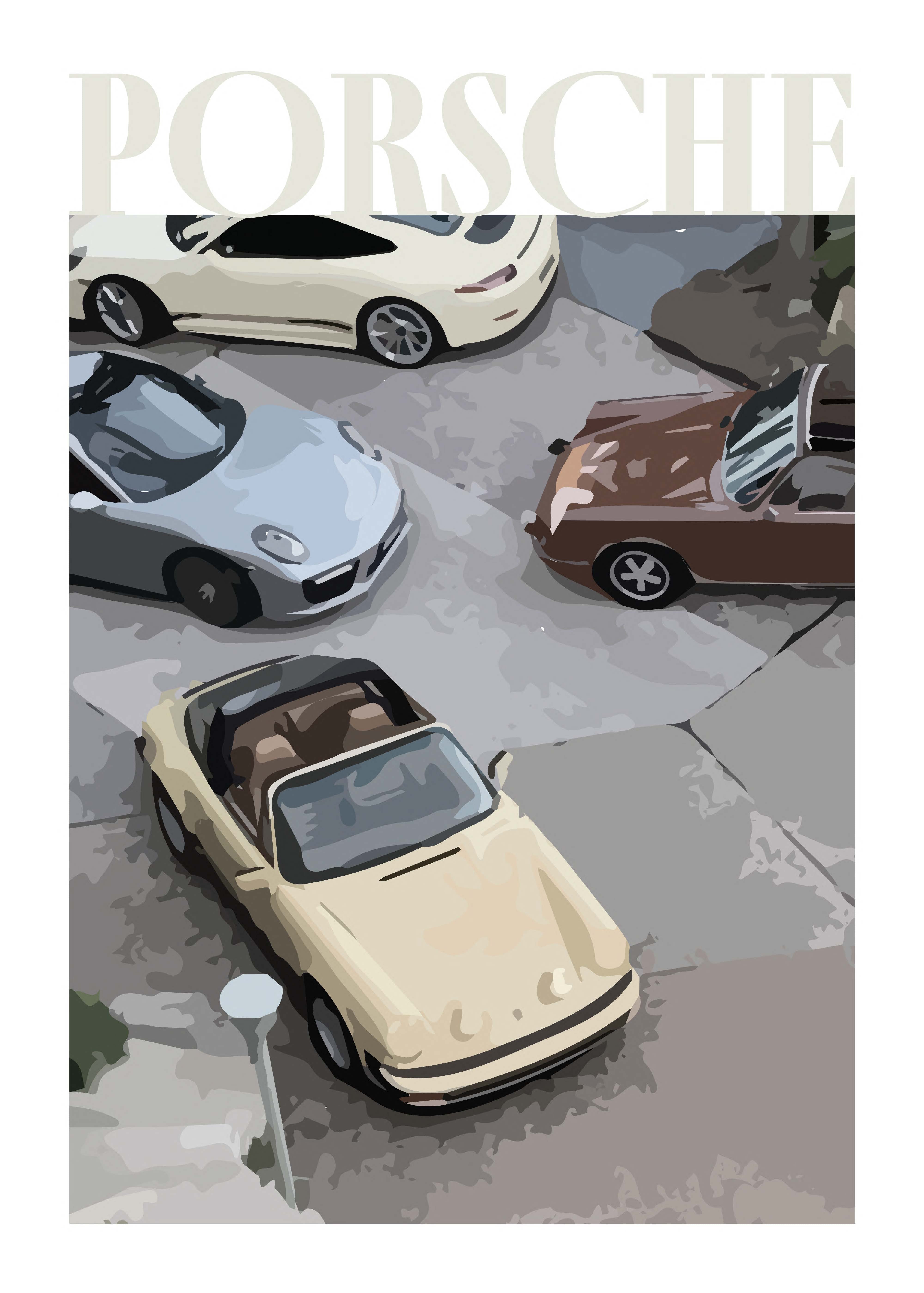 Old School Porsche No.1 Poster - 50x70 - Merchsweden 50x70 cm