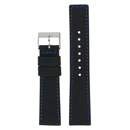 North Street Watch Co. Canvas Strap with Polished Silver Buckle for Samsung Galaxy Watch / Active / Gear Grey Stripe / 22mm