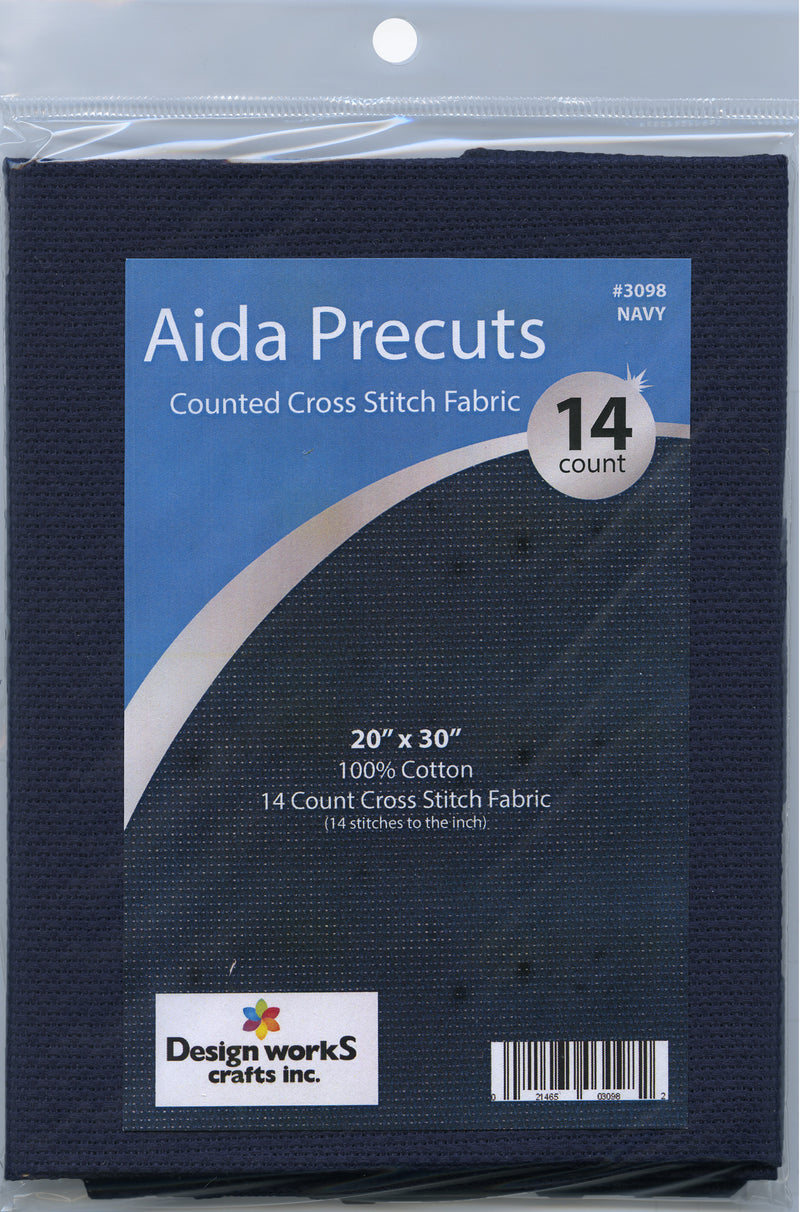 Design Works Gold Quality Aida 14 Count 20"X30"-Navy