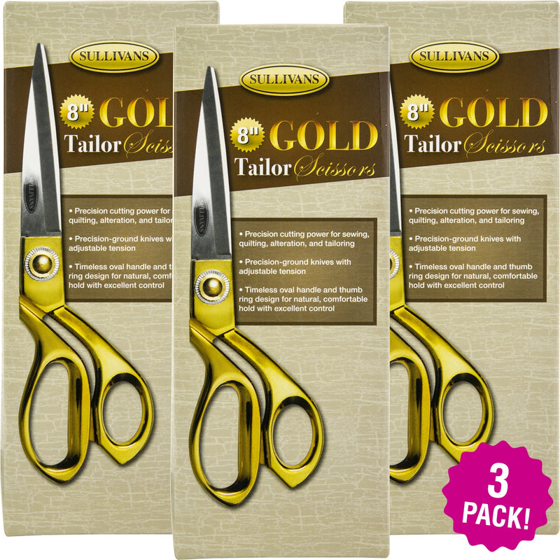 Multipack of 3 - Sullivans Gold Tailor Scissors 8"