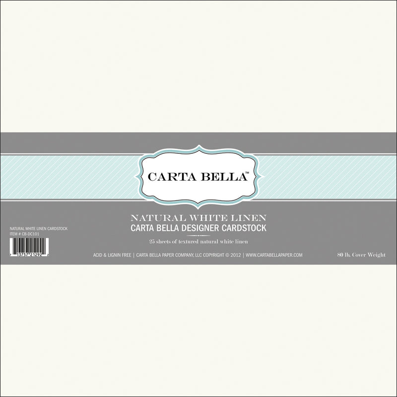 Carta Bella Designer 80lb Cover Cardstock 12"X12"-Natural White Linen