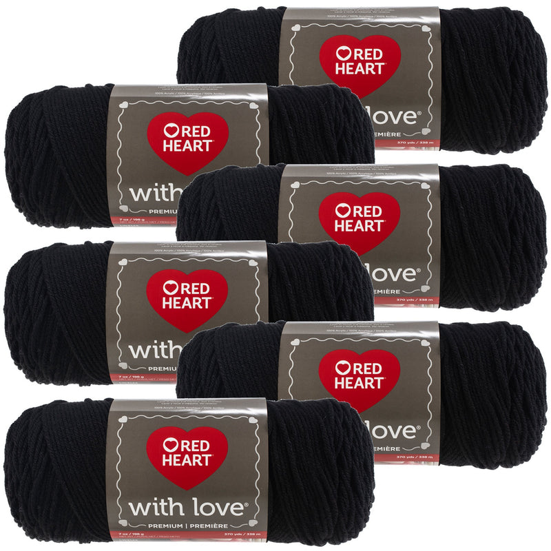 Multipack of 6 - Red Heart With Love Yarn-Black