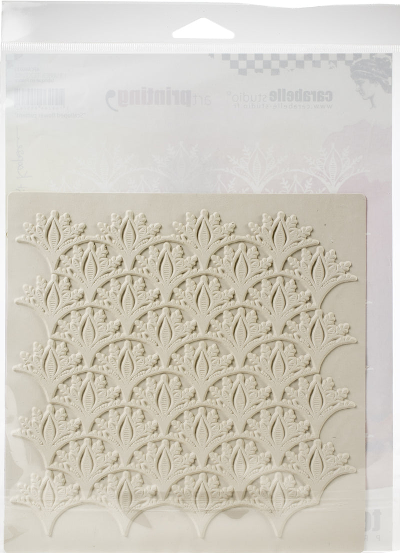 Carabelle Studio Art Printing Square Rubber Texture Plate-Scalloped Flower Pattern