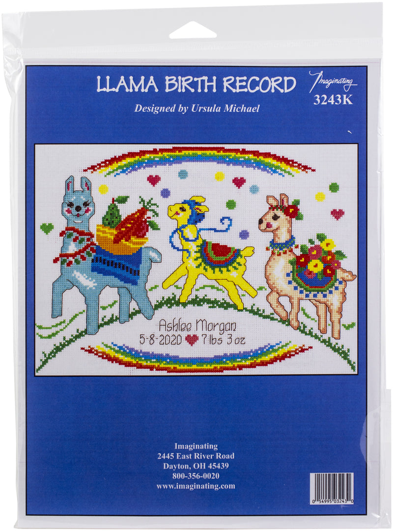 Imaginating Counted Cross Stitch Kit 12"X8.5"-Llama Birth Record (14 Count)