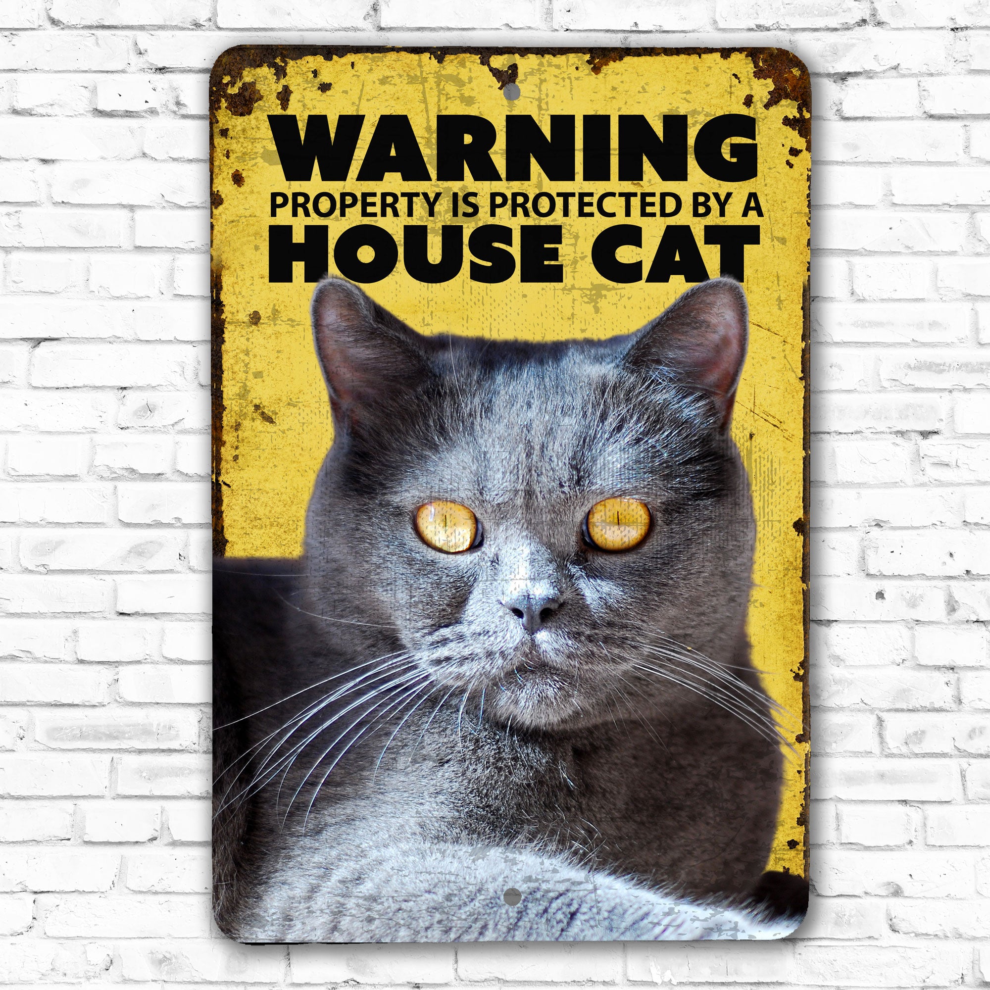 Warning House Cat Sign - RealCoolStickers.com
