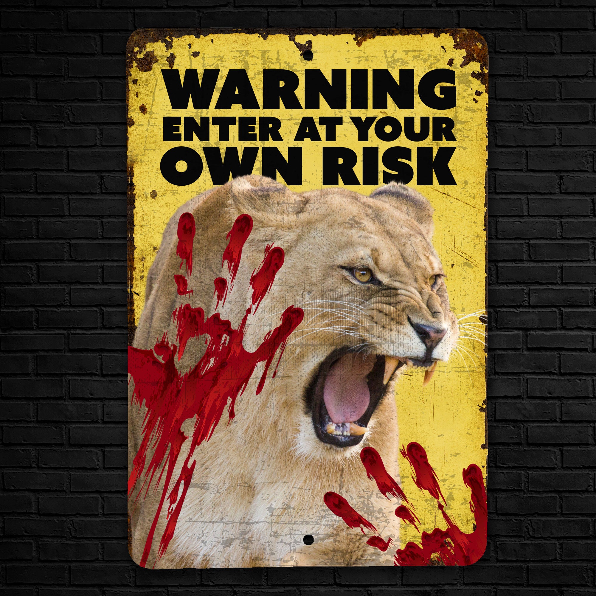 Warning Enter At Your Own Risk Tiger Sign - Sign - RealCoolStickers.com