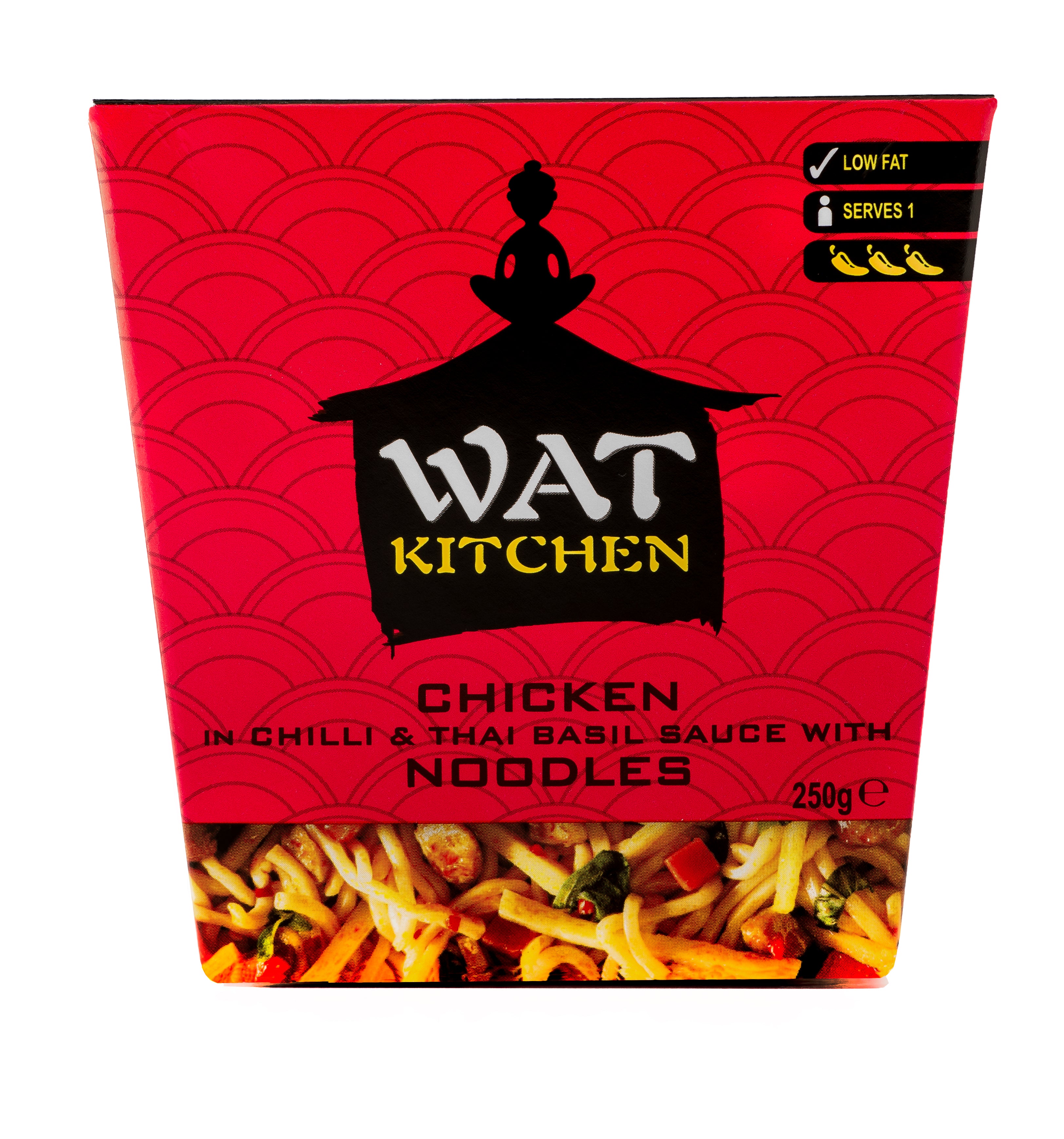 WAT KITCHEN Chicken in chilli Thai basil sauce with noodles Pack of 6