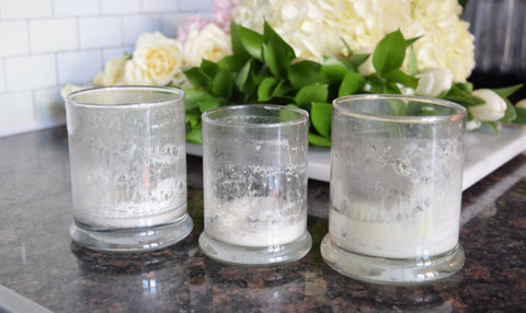 Candle jars with a bit of wax left in them