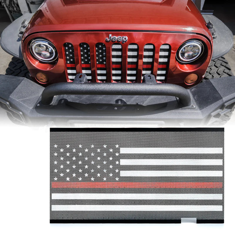 Jeep Grill Inserts with American Flag for 2007-2018 Jeep Wrangler JK