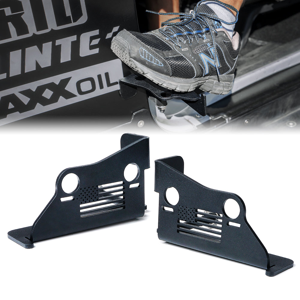 Front Foot Pegs with Flag Grille Symbol Jeep Wrangler JK | Xprite USA