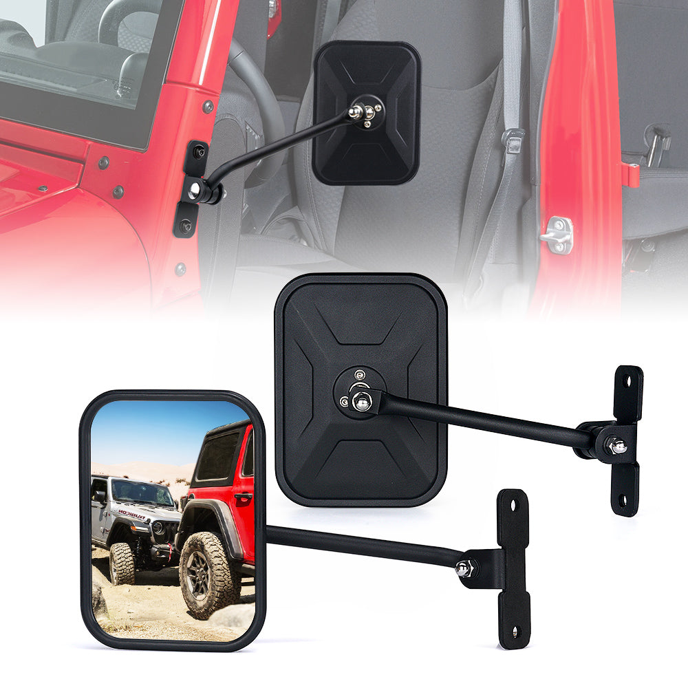 Xprite Black Aluminum Side Mirrors for Doorless 2007-2018 Jeep Wrangle