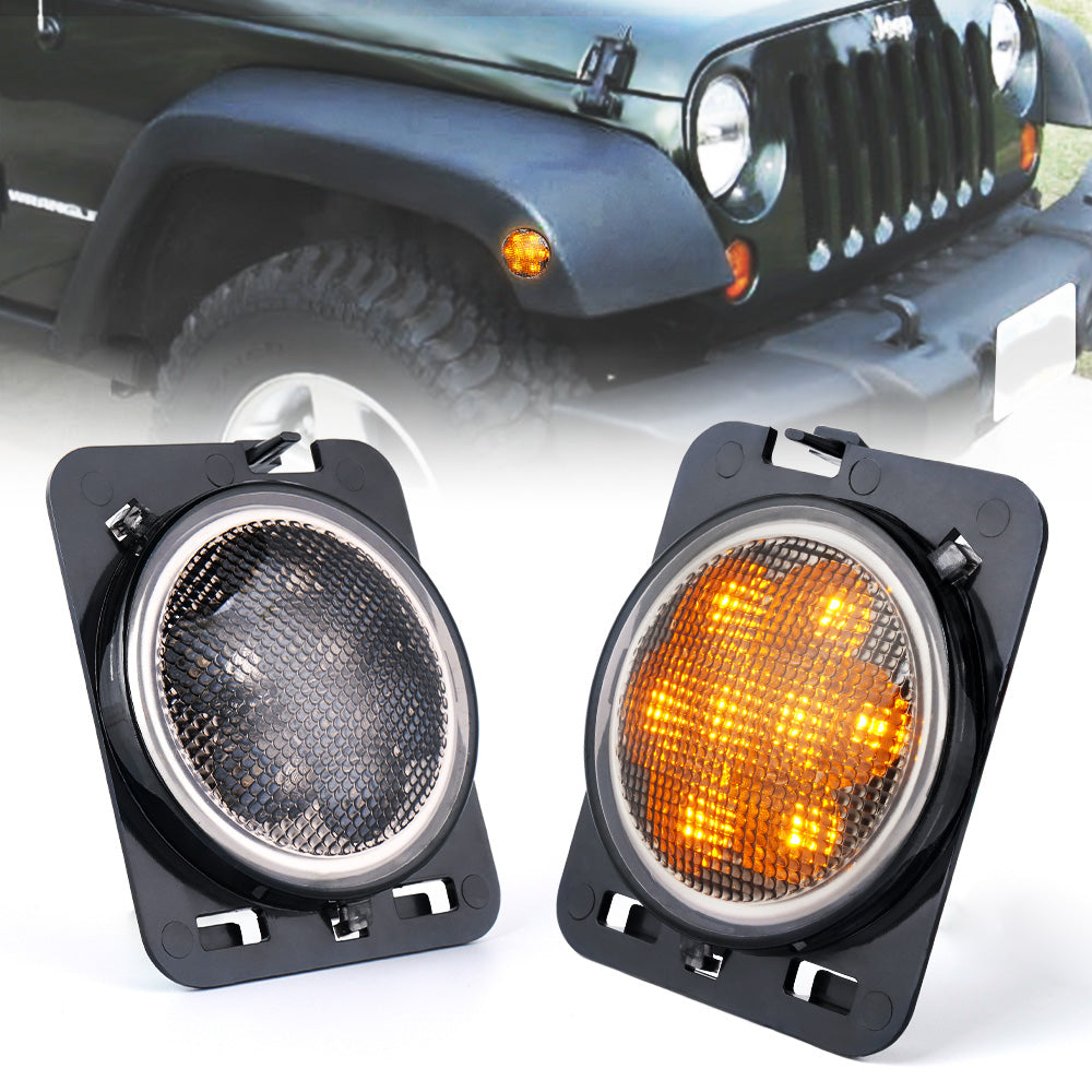 LED Side Marker Fender Lights for 2007 - 2018 Jeep Wrangler JK