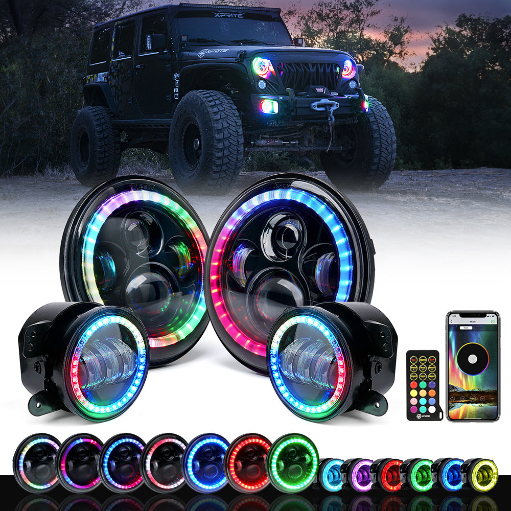 Introducir 52+ imagen halo lights for jeep wrangler multi-color