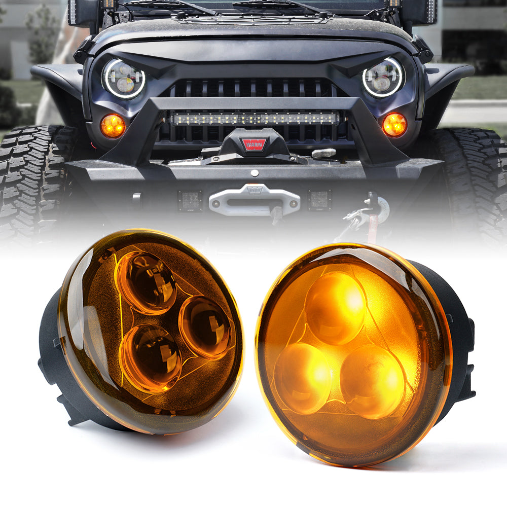 Amber LED Turn Signal Lights for 07-18 Jeep Wrangler JK
