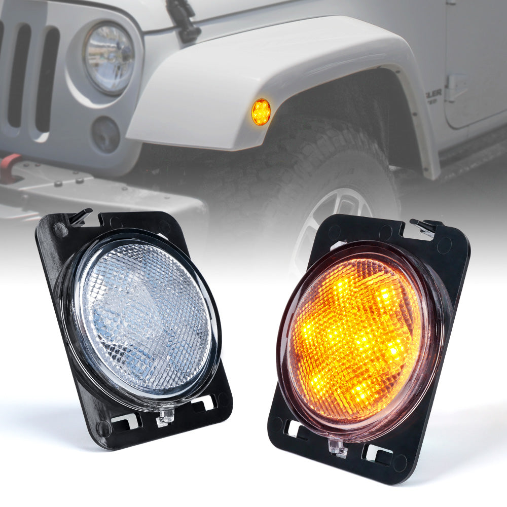 LED Side Marker Fender Lights for 2007 - 2018 Jeep Wrangler JK