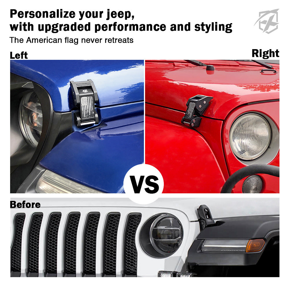 Jeep Wrangler Hood Latch with US Flag