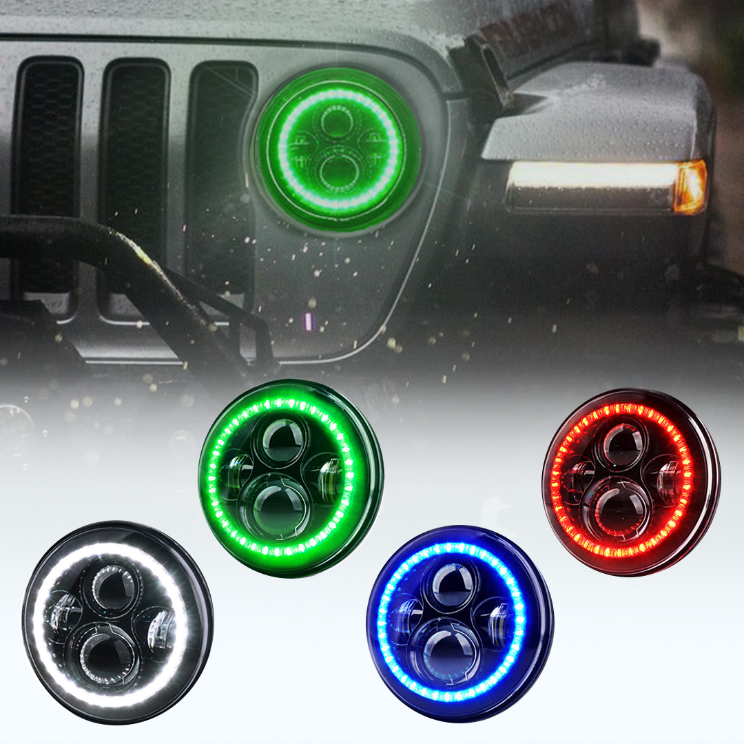 LED Headlights with Halo for Jeep Wrangler JK