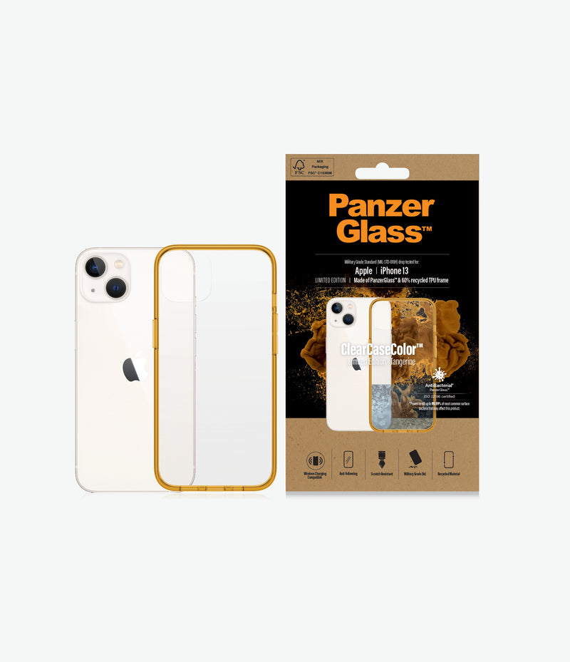 PanzerGlass™ ClearCaseColor™ Apple iPhone 13 - Tangerine Limited Edition (0333), Scratch resistance, Anti-Yellowing, Weather resistant, Antibacterial
