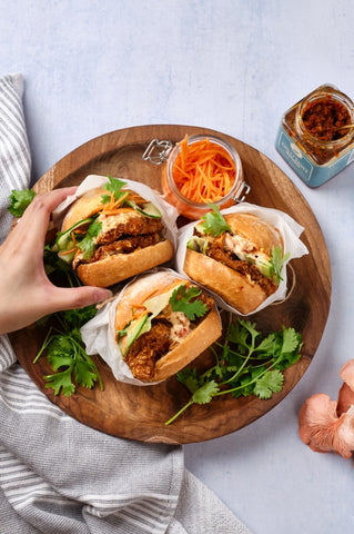 Vietnamese Banh Mi Oyster Mushroom Burger