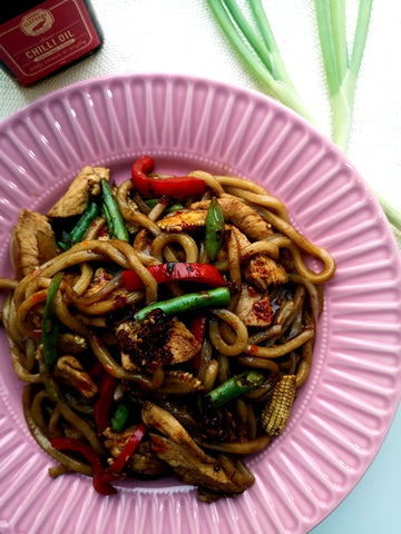 Stir Fry Udon Noodles with Chinese Chilli Oil