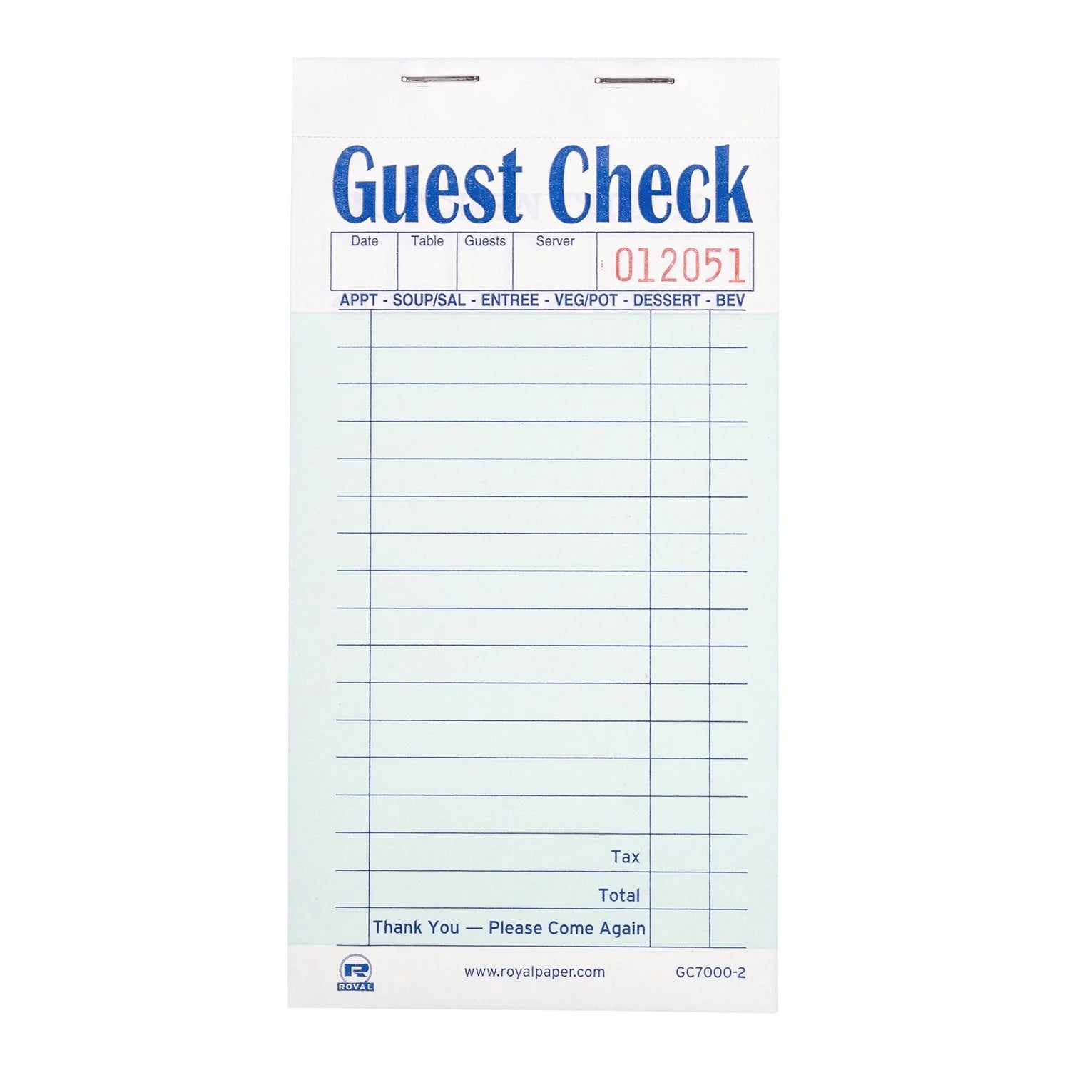 GC7000-2 - 2 Part Guest Check 50/Case