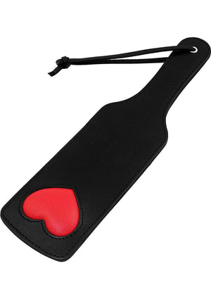 Black Leather Paddle with Green Fig Leaf Insert